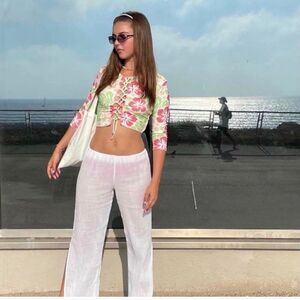 Omighty Hibiscus Pants And Top Set Sz XS NWT